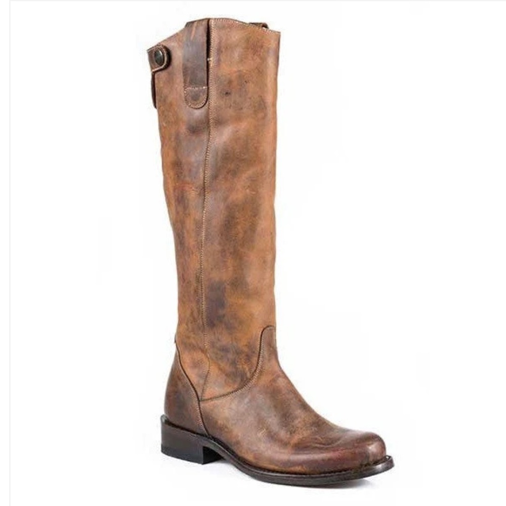 Stetson Dover Knee High Boots Round Toe Handcrafted Brown Women's Size 7